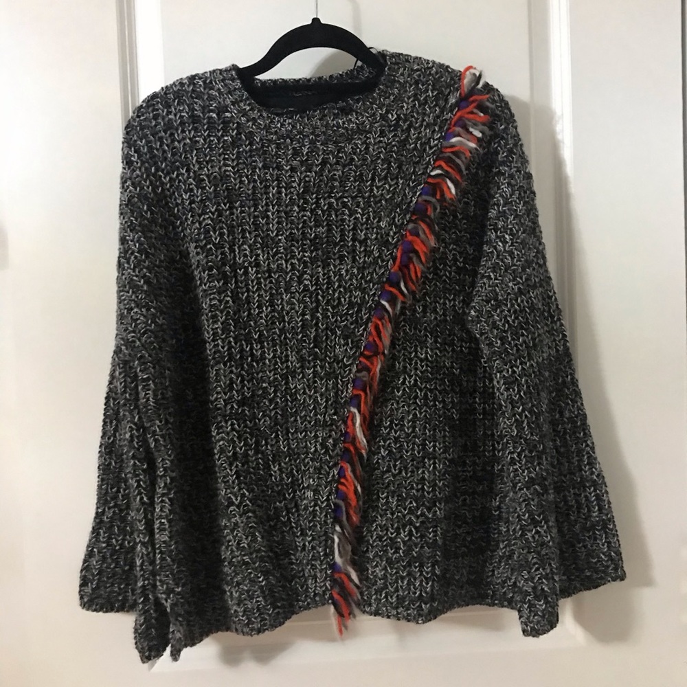 Chunky knit sweater with bell sleeves
